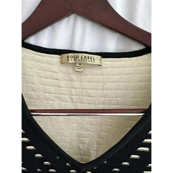 GOLD LABEL WOW COUTURE Dress sz M A-line Bodycon Black Beige Cocktail Textured - Picture 2 of 3